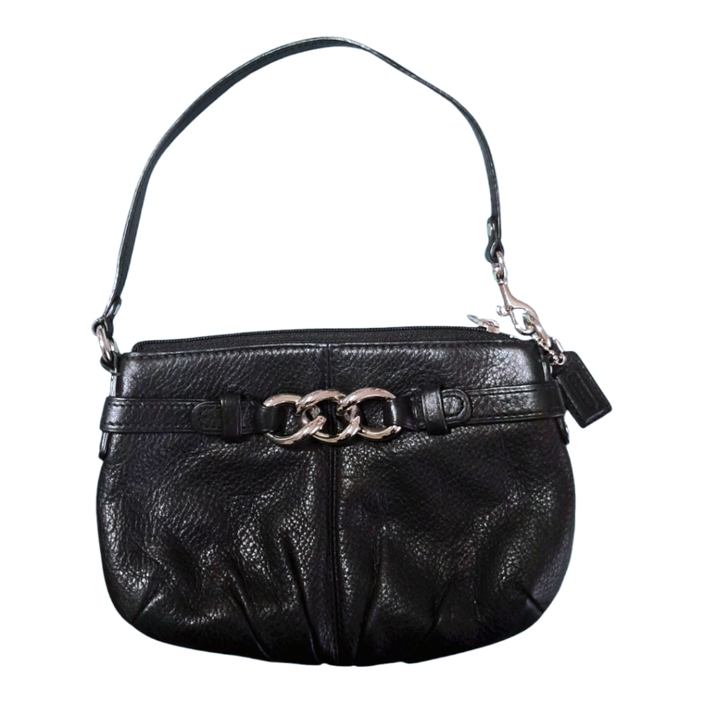 Coach Madison Black Pebbled Leather Mini Bag - Clutch - Wristlet - Hang Tag